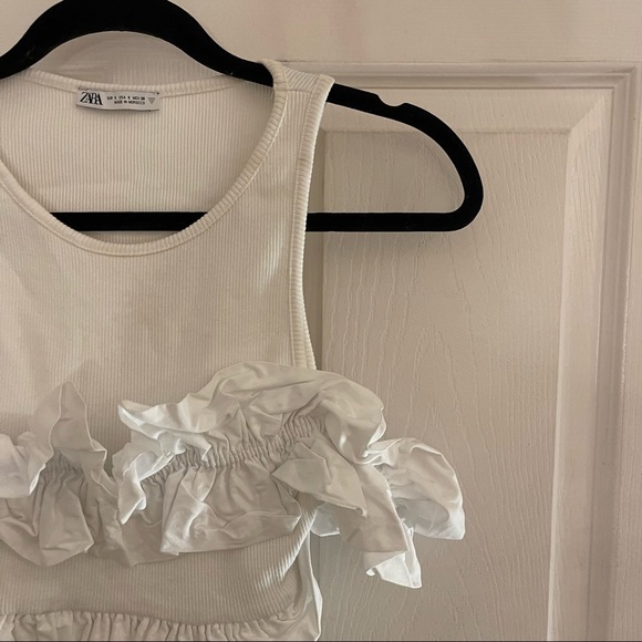 SIZE S | Zara Ruched White Tank Top - Picture 2 of 4